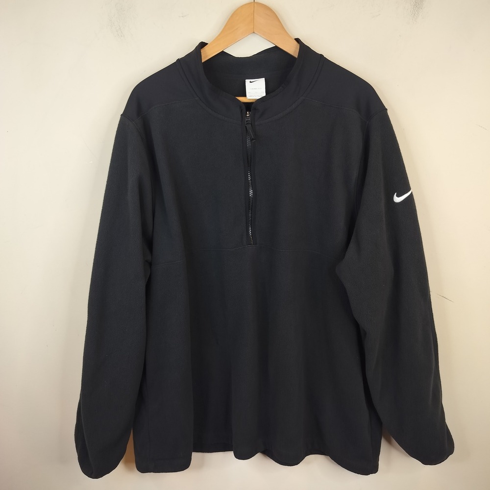 Nike Quarter Zip Fleece Pullover Mens XXL Half Zip Therma-FIT Black